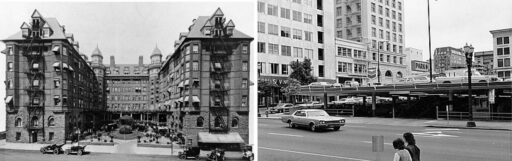The Portland Hotel and Meier & Frank parking lot